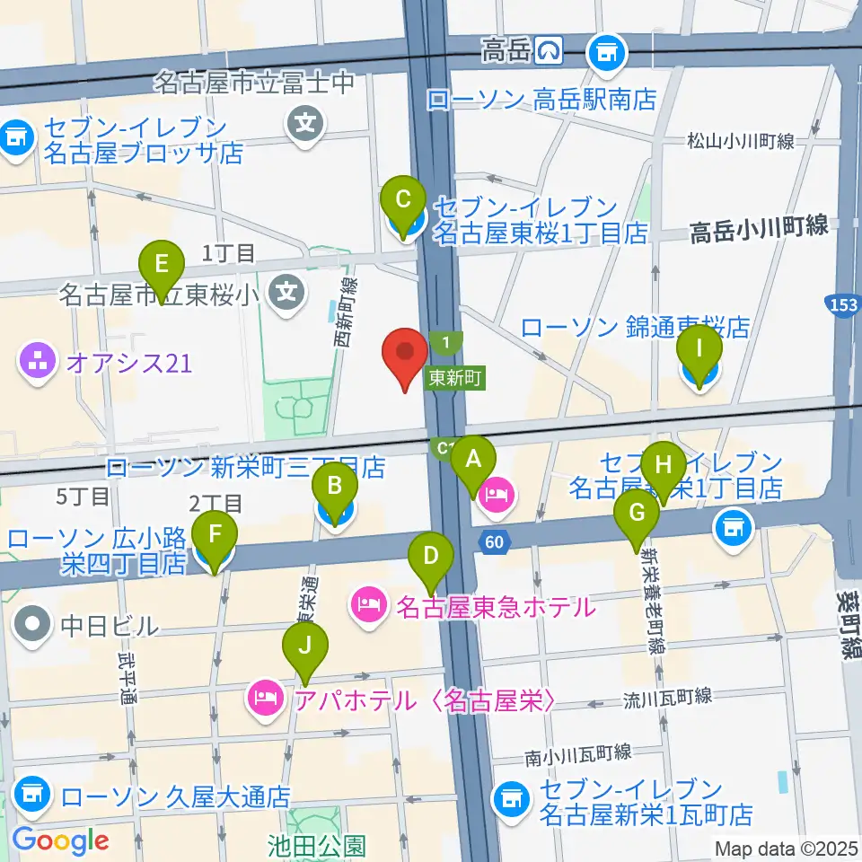 テレピアホール周辺のコンビニエンスストア一覧地図