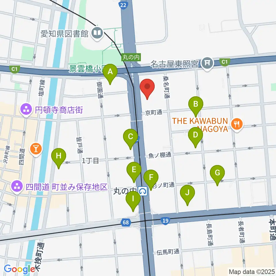 東建ホール・丸の内周辺のコンビニエンスストア一覧地図