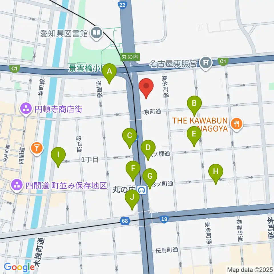 東建ホール・丸の内周辺のコンビニエンスストア一覧地図