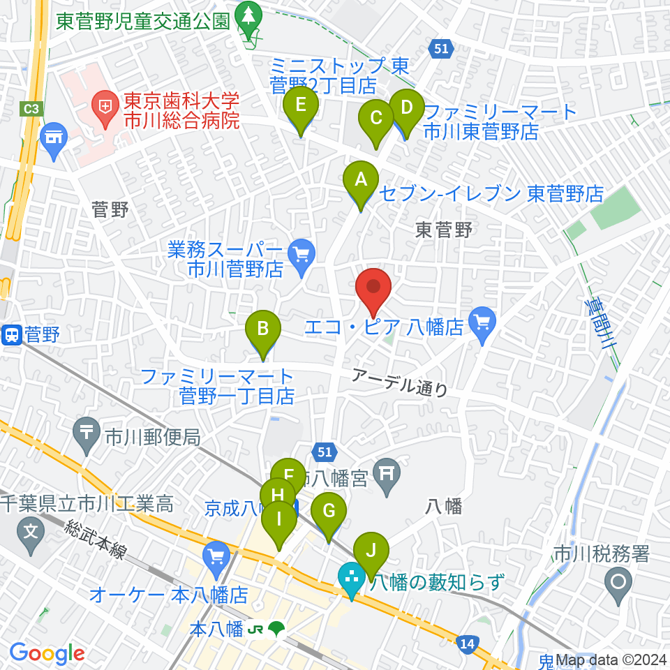 長尾音楽スタジオ周辺のコンビニエンスストア一覧地図