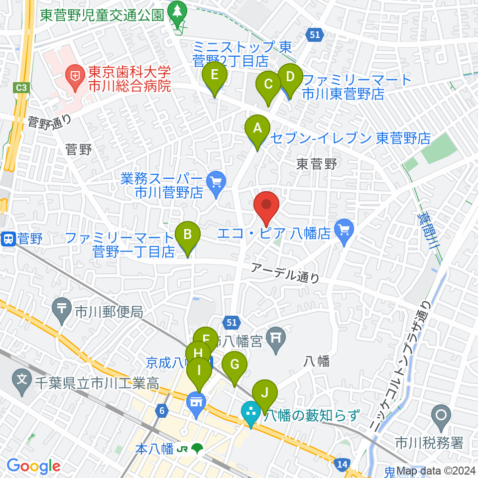 長尾音楽スタジオ周辺のコンビニエンスストア一覧地図