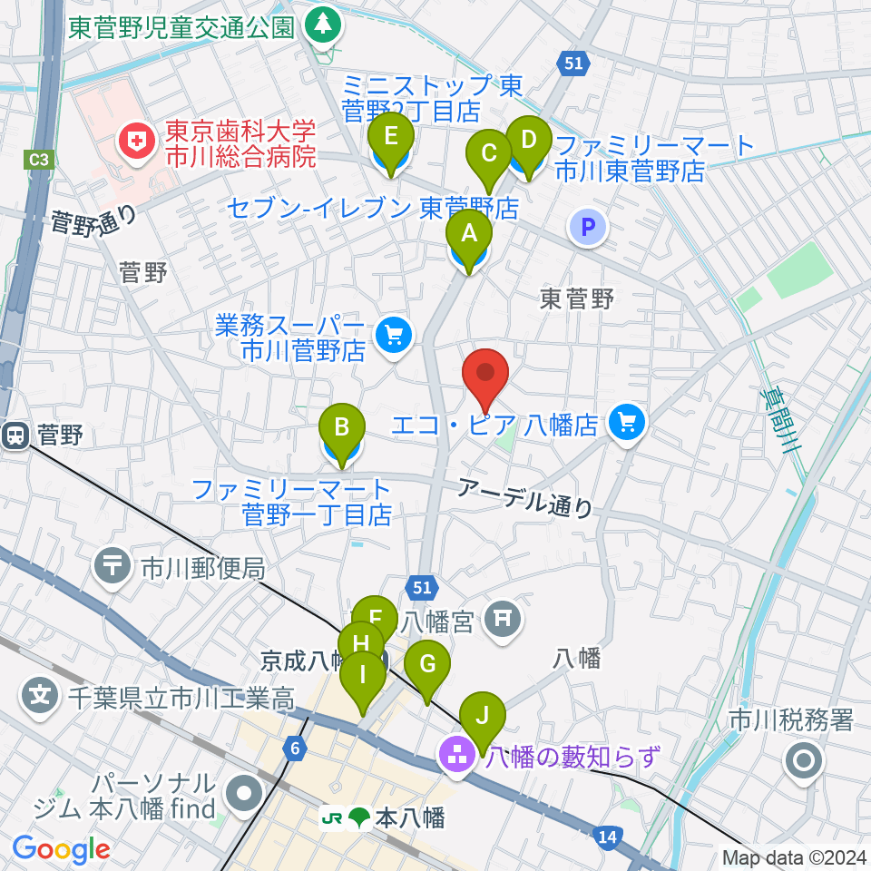 長尾音楽スタジオ周辺のコンビニエンスストア一覧地図