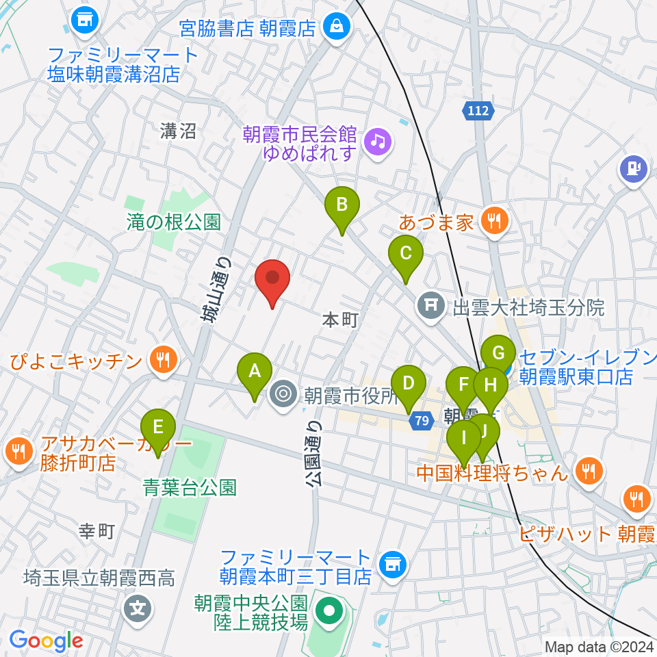 柏屋楽器 朝霞ミュージックセンター周辺のコンビニエンスストア一覧地図