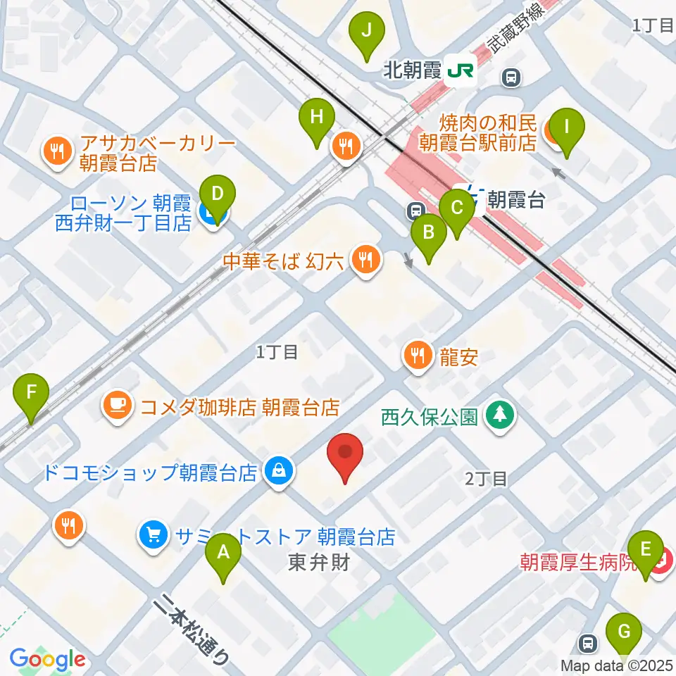 柏屋楽器 朝霞台ミュージックセンター周辺のコンビニエンスストア一覧地図