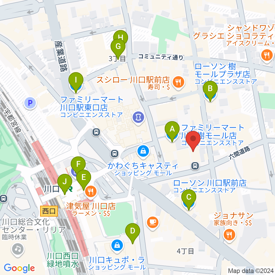 柏屋楽器 柏屋ミュージックサロン周辺のコンビニエンスストア一覧地図