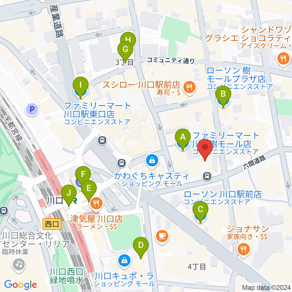 柏屋楽器 柏屋ミュージックサロン周辺のコンビニエンスストア一覧地図