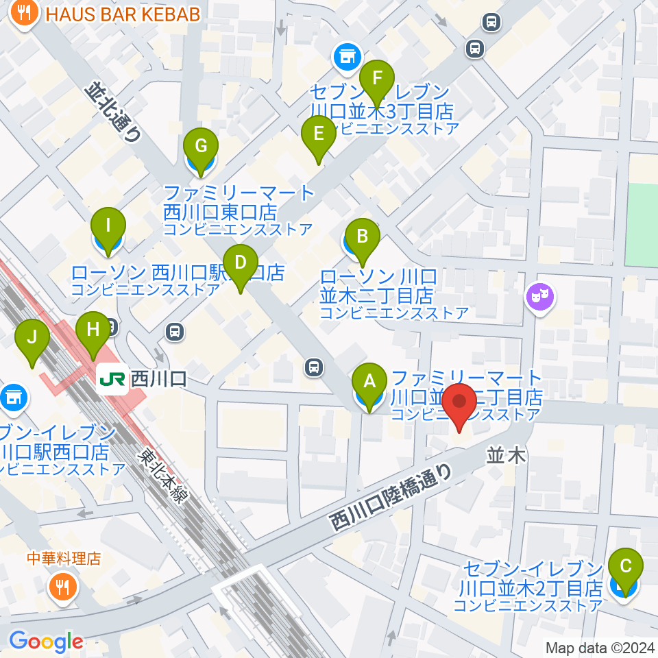 柏屋楽器 西川口ミュージックサロン周辺のコンビニエンスストア一覧地図