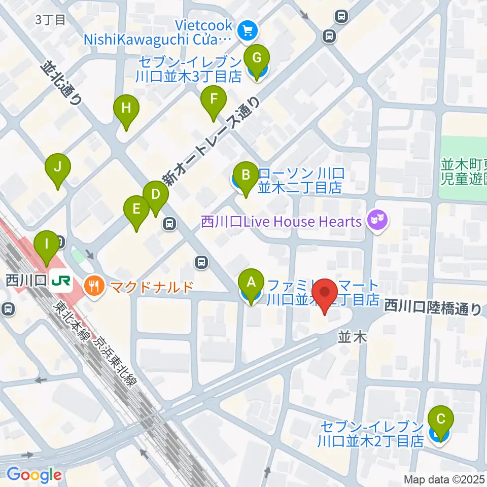 柏屋楽器 西川口ミュージックサロン周辺のコンビニエンスストア一覧地図