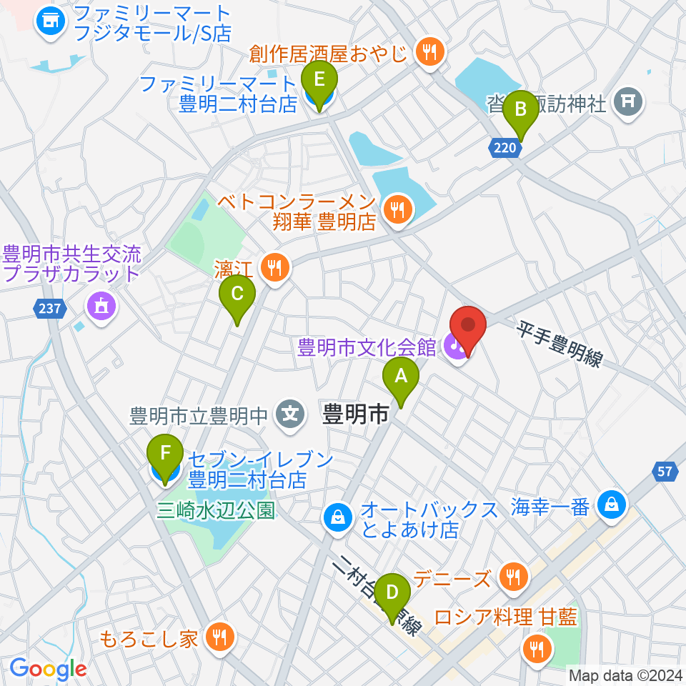 豊明市文化会館周辺のコンビニエンスストア一覧地図