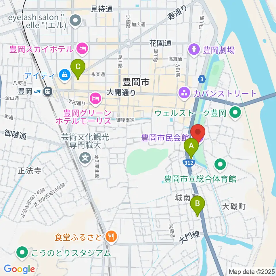豊岡市民会館周辺のコンビニエンスストア一覧地図