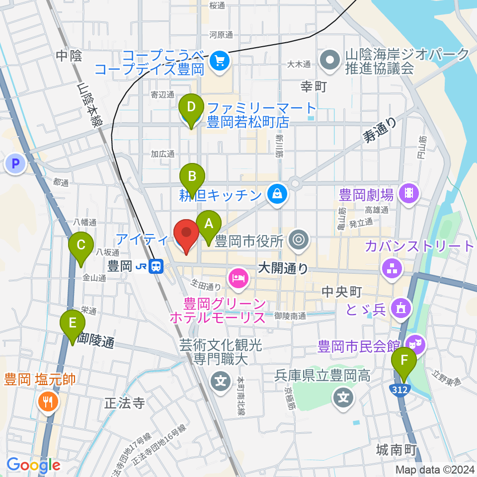 豊岡市民プラザ周辺のコンビニエンスストア一覧地図