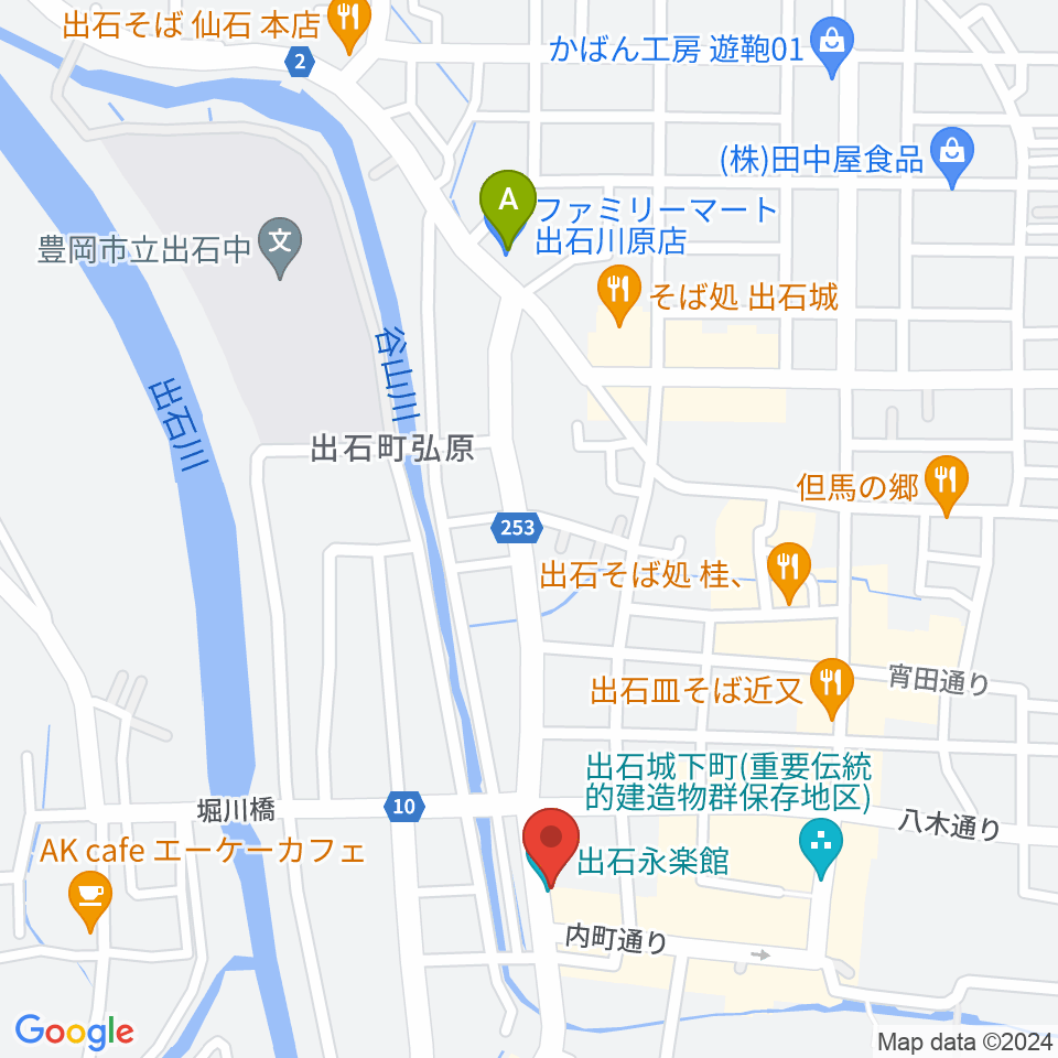 出石永楽館周辺のコンビニエンスストア一覧地図