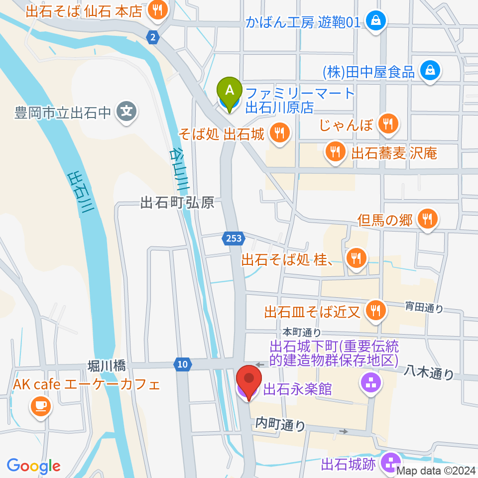 出石永楽館周辺のコンビニエンスストア一覧地図