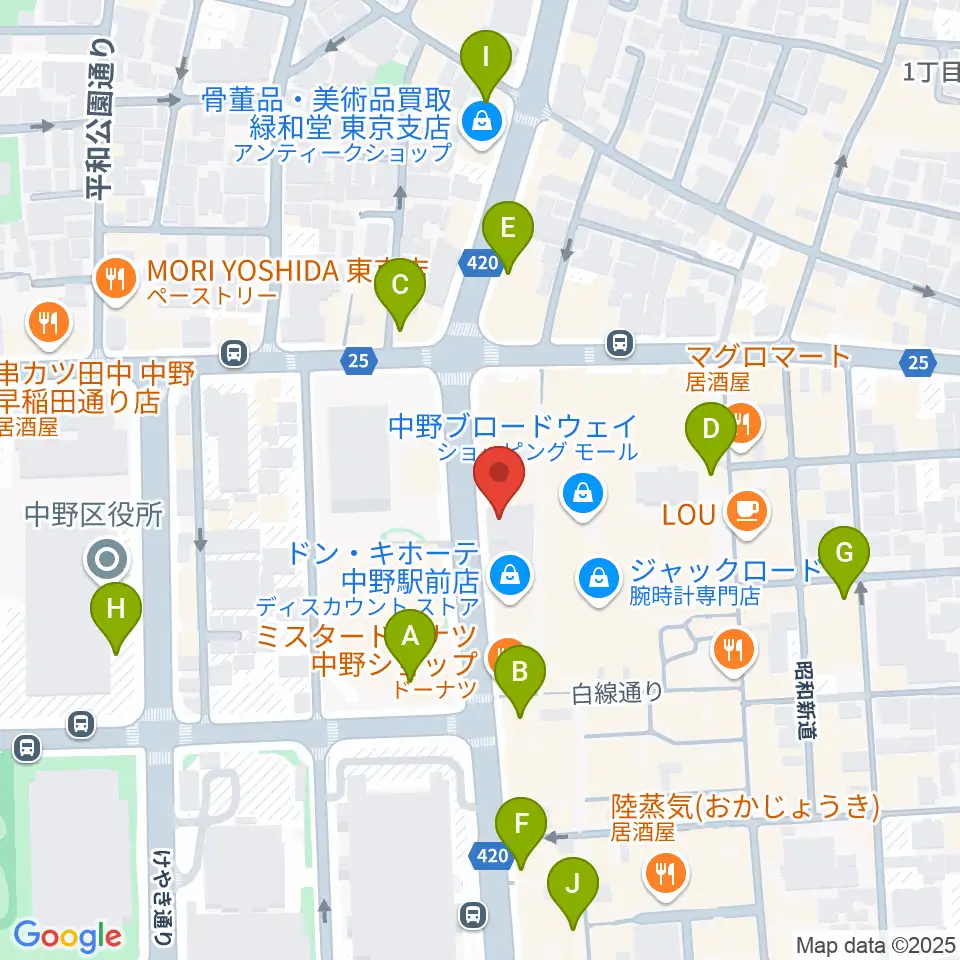 なかの芸能小劇場周辺のコンビニエンスストア一覧地図