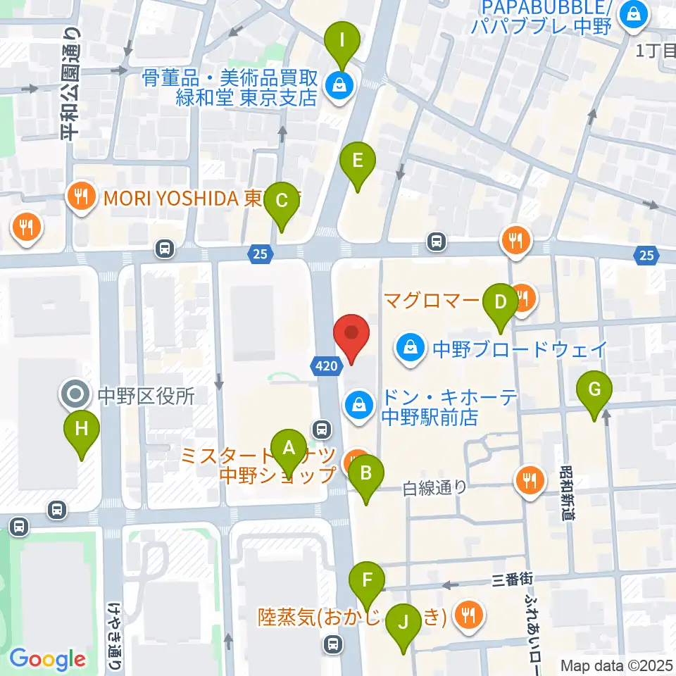 なかの芸能小劇場周辺のコンビニエンスストア一覧地図