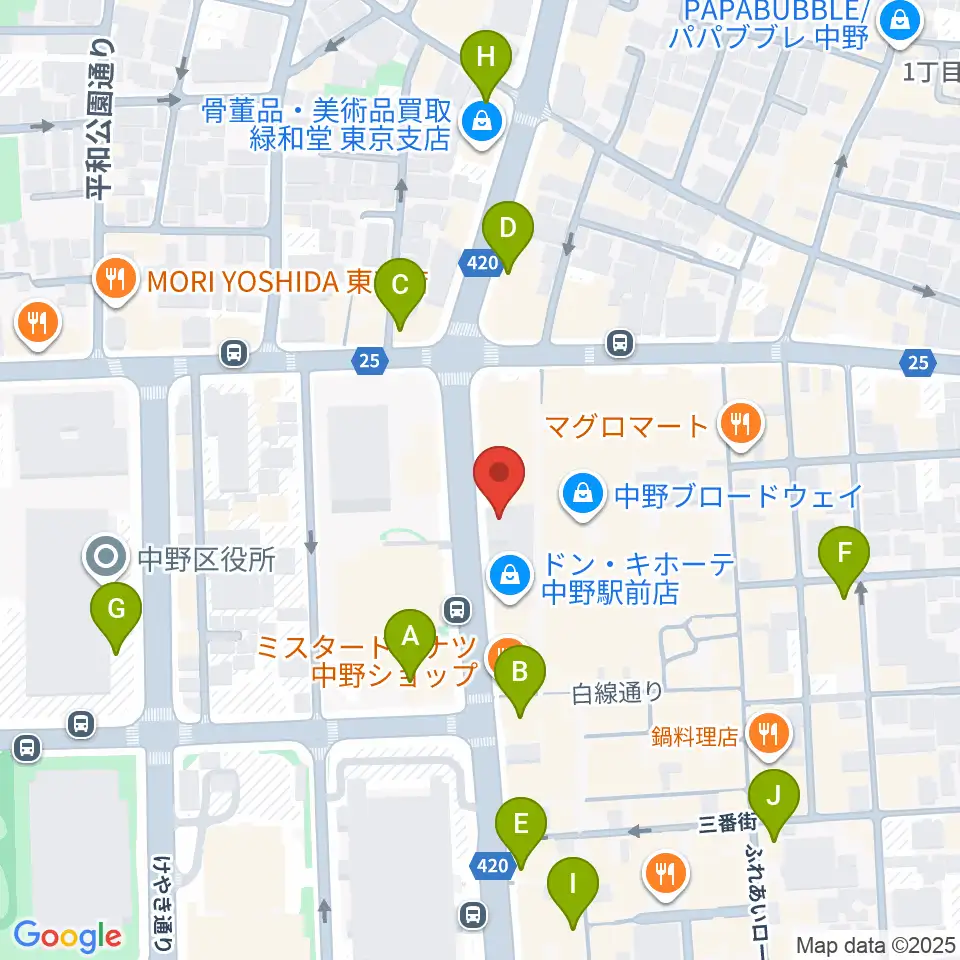 なかの芸能小劇場周辺のコンビニエンスストア一覧地図