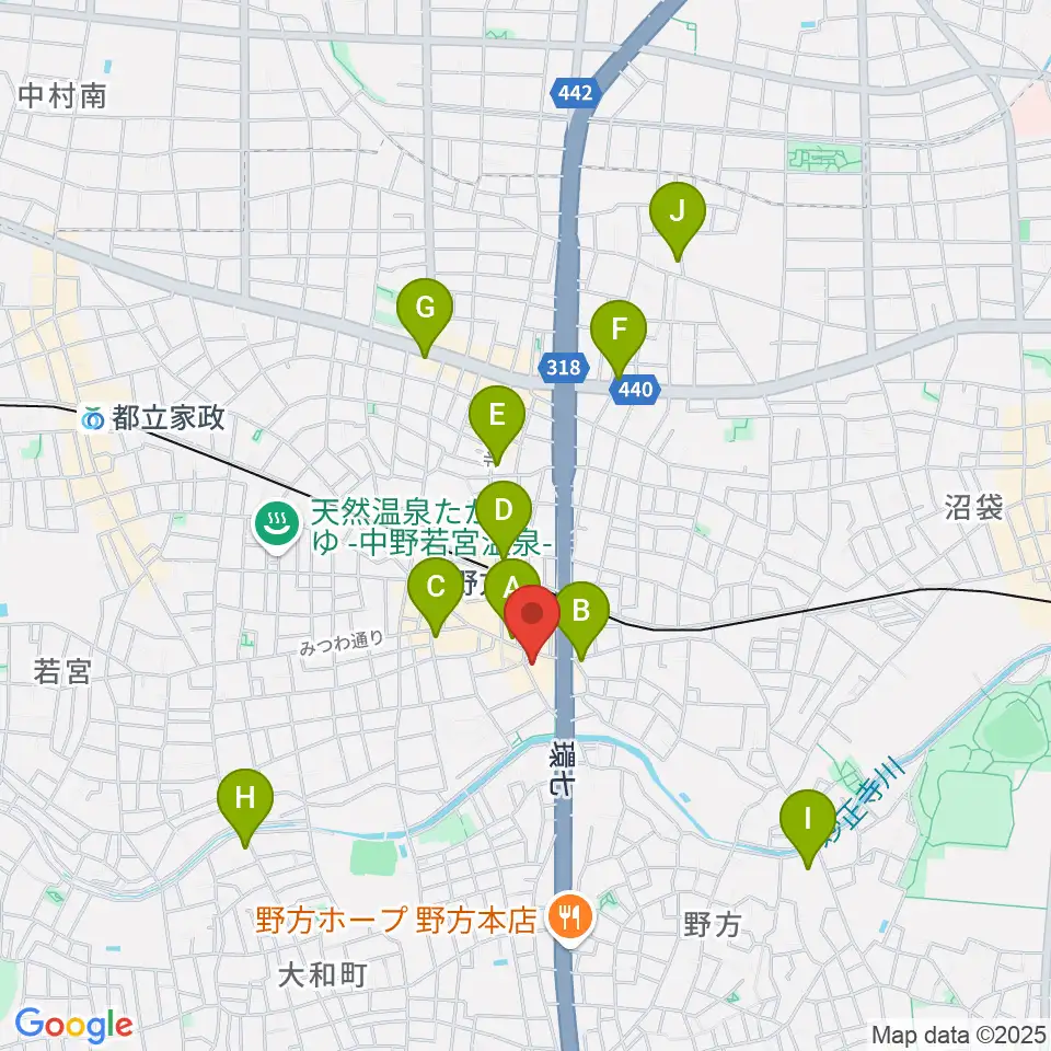 野方区民ホール周辺のコンビニエンスストア一覧地図