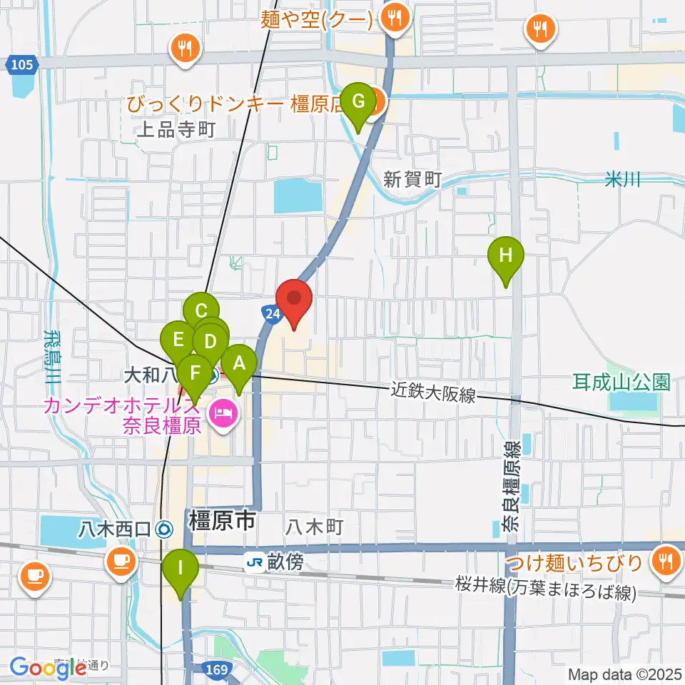 奈良県橿原文化会館周辺のコンビニエンスストア一覧地図