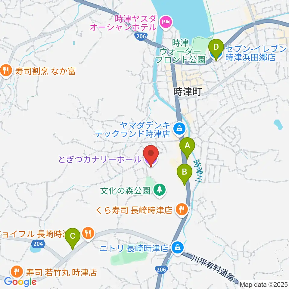 とぎつカナリーホール周辺のコンビニエンスストア一覧地図