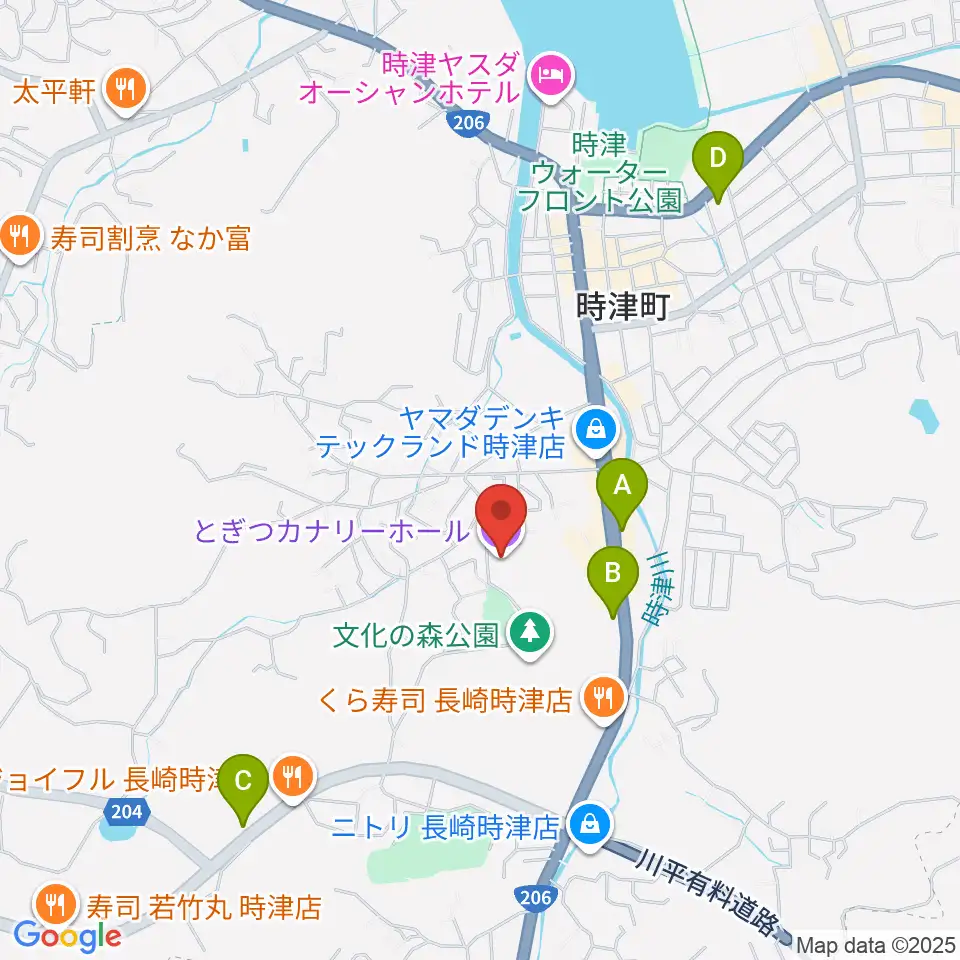 とぎつカナリーホール周辺のコンビニエンスストア一覧地図