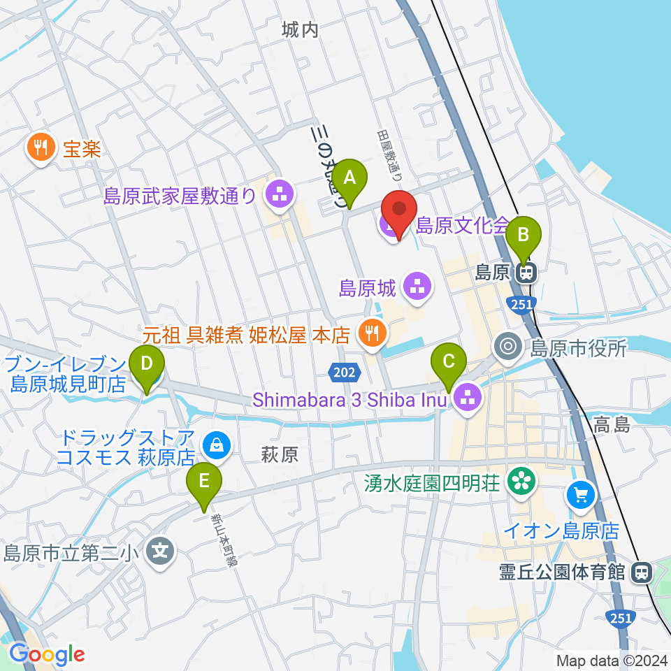 島原文化会館周辺のコンビニエンスストア一覧地図