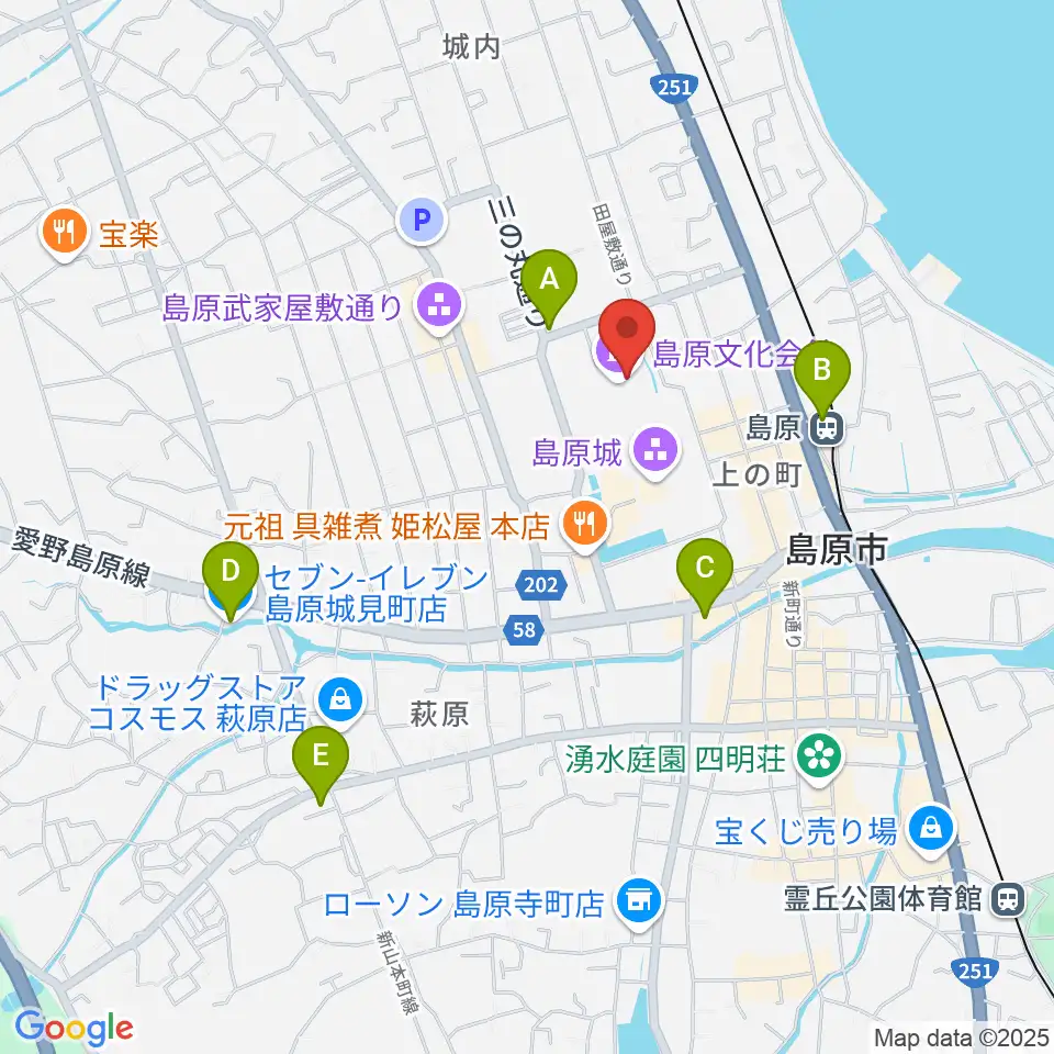 島原文化会館周辺のコンビニエンスストア一覧地図