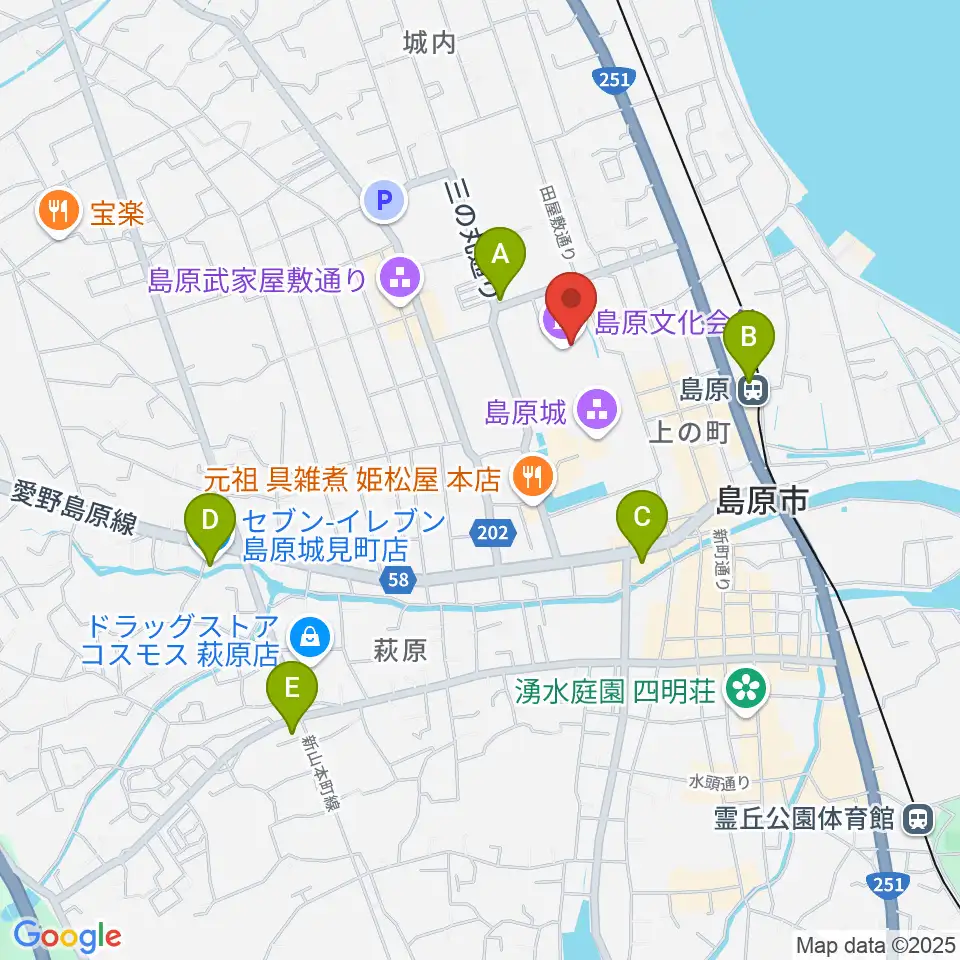 島原文化会館周辺のコンビニエンスストア一覧地図
