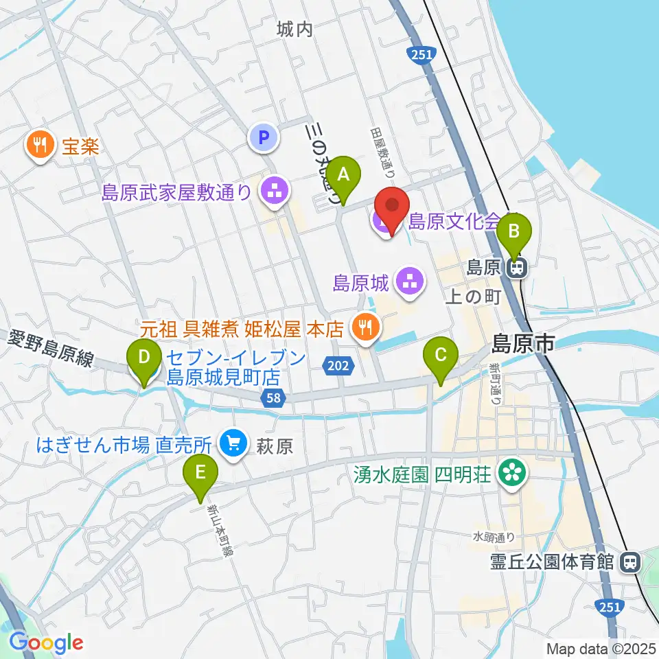 島原文化会館周辺のコンビニエンスストア一覧地図