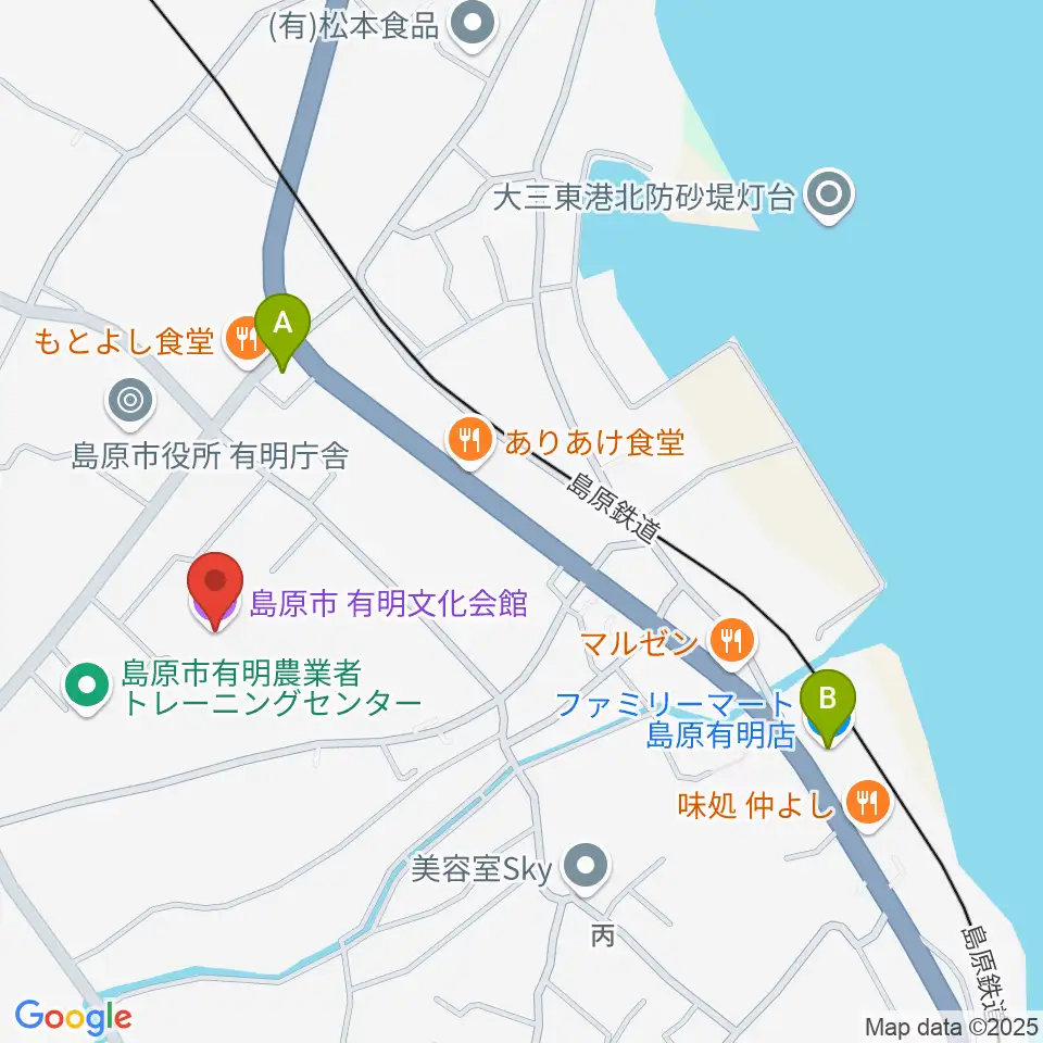 島原市有明文化会館 グリーンウェーブ周辺のコンビニエンスストア一覧地図