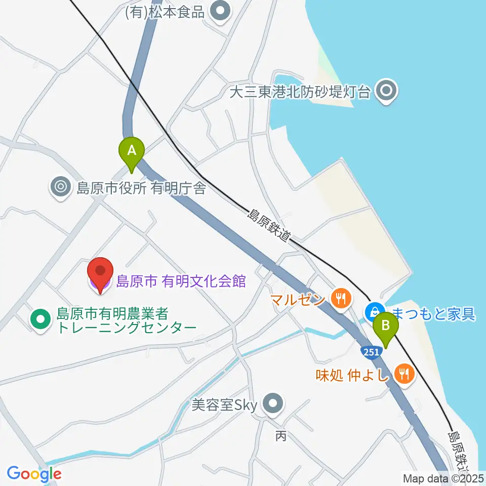 島原市有明文化会館 グリーンウェーブ周辺のコンビニエンスストア一覧地図