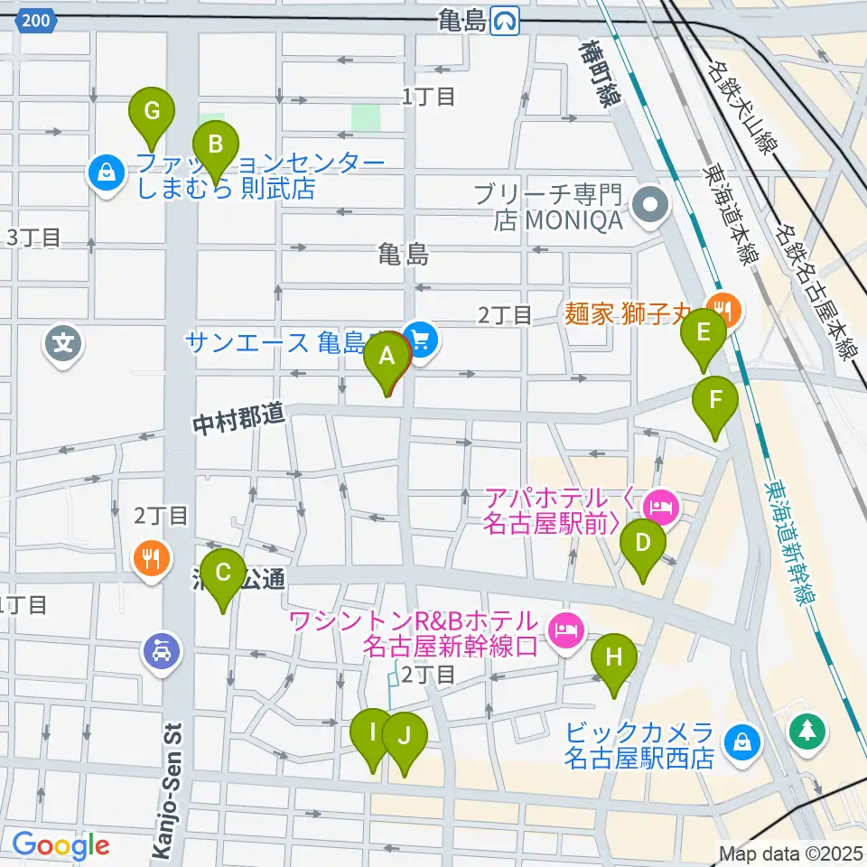 ナンジャーレ周辺のコンビニエンスストア一覧地図