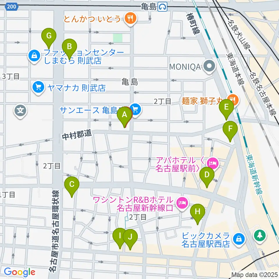 ナンジャーレ周辺のコンビニエンスストア一覧地図