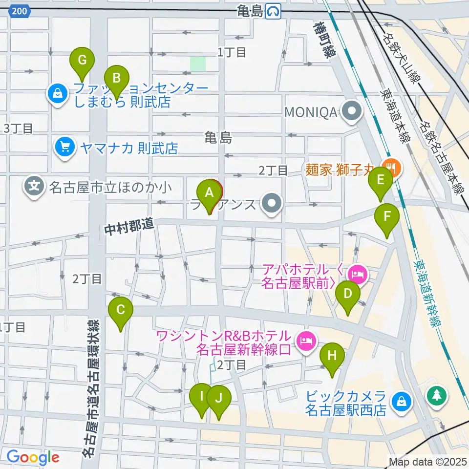 ナンジャーレ周辺のコンビニエンスストア一覧地図