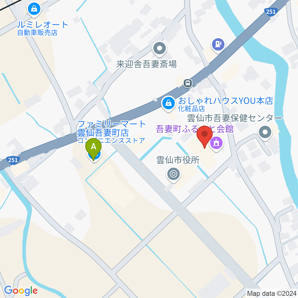 雲仙市吾妻町ふるさと会館周辺のコンビニエンスストア一覧地図