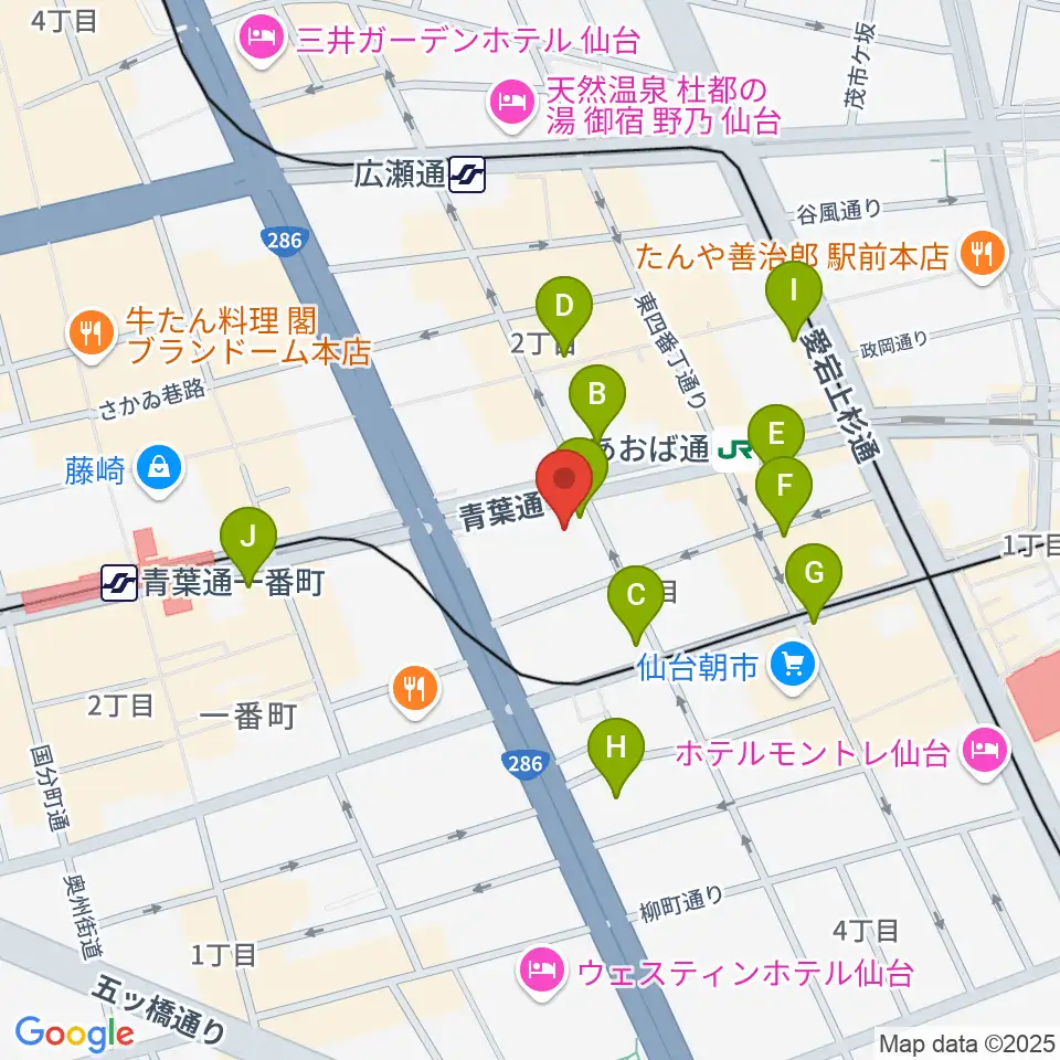 シアーミュージック仙台校周辺のコンビニエンスストア一覧地図
