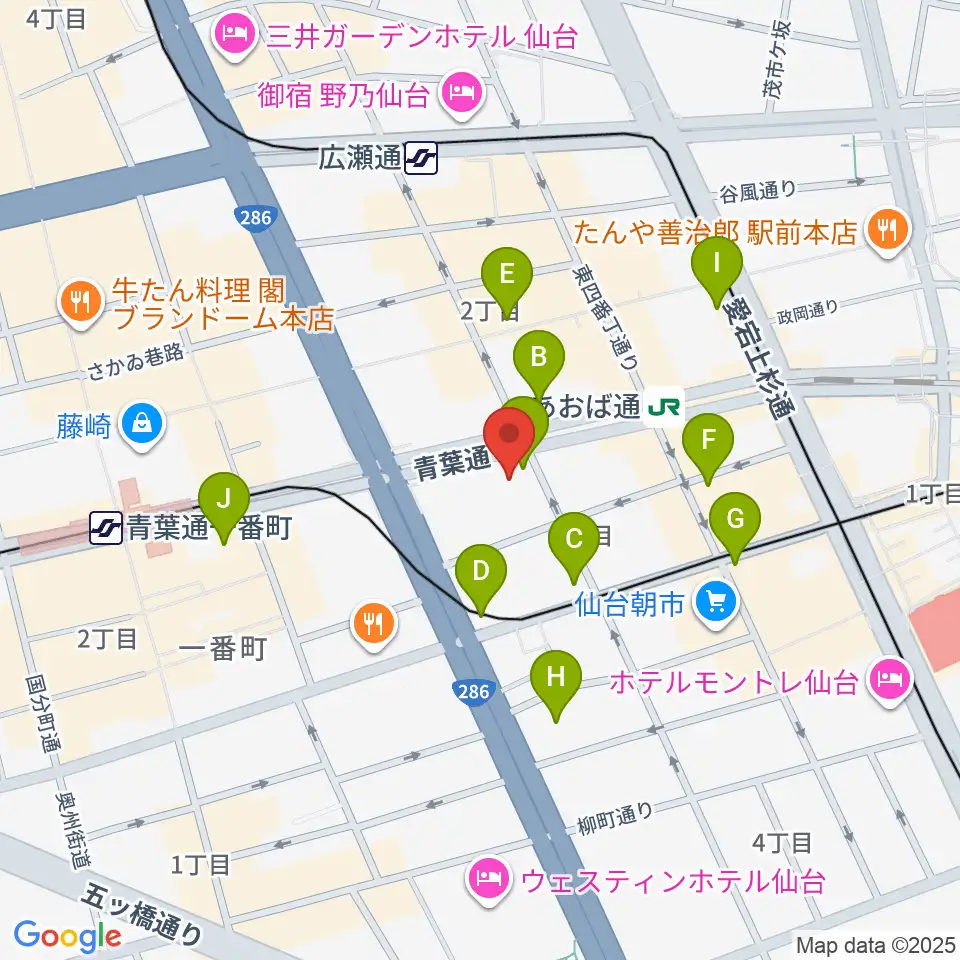 シアーミュージック仙台校周辺のコンビニエンスストア一覧地図