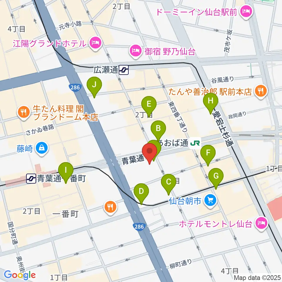 シアーミュージック仙台校周辺のコンビニエンスストア一覧地図