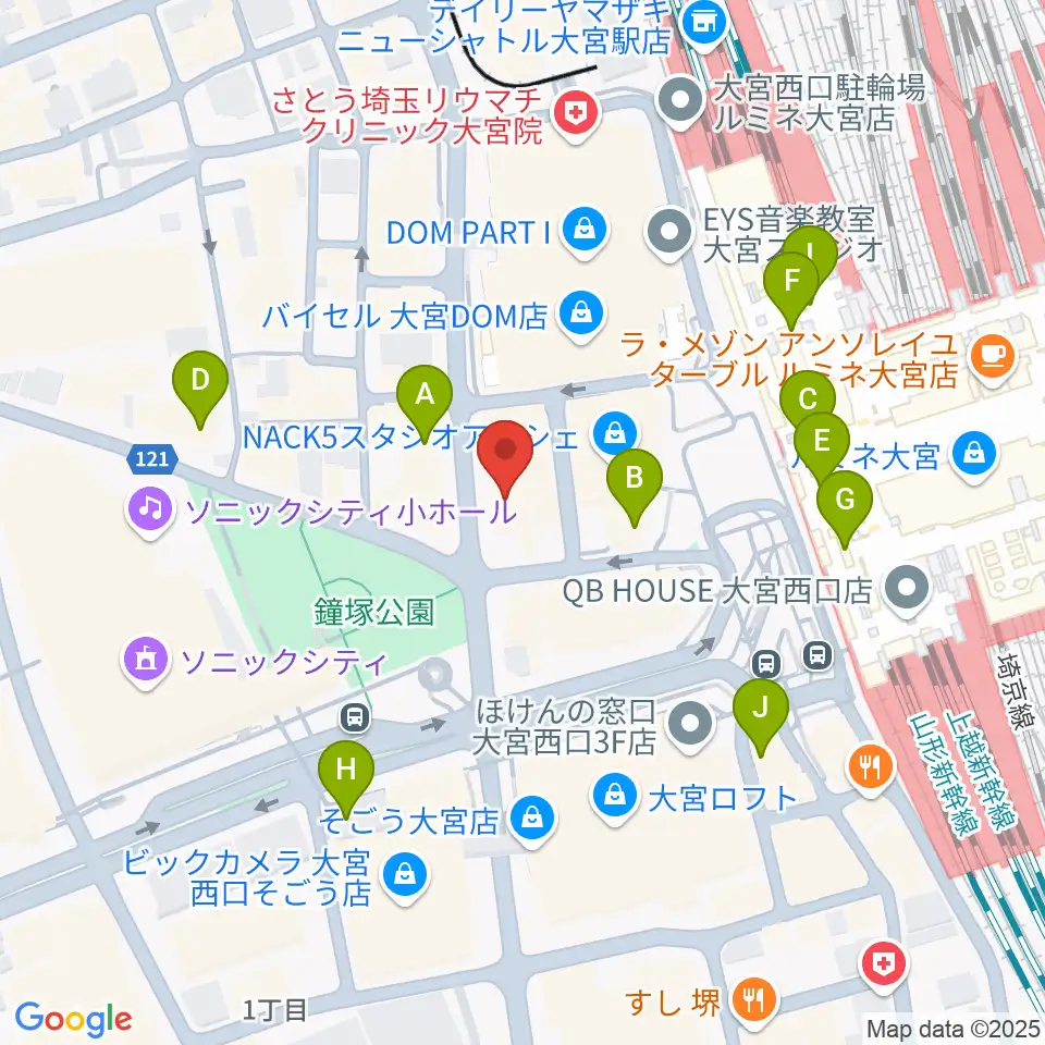 シアーミュージック大宮校周辺のコンビニエンスストア一覧地図