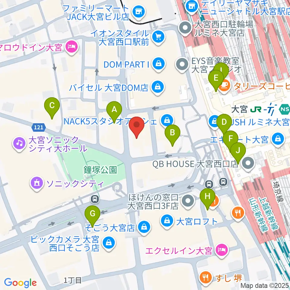 シアーミュージック大宮校周辺のコンビニエンスストア一覧地図