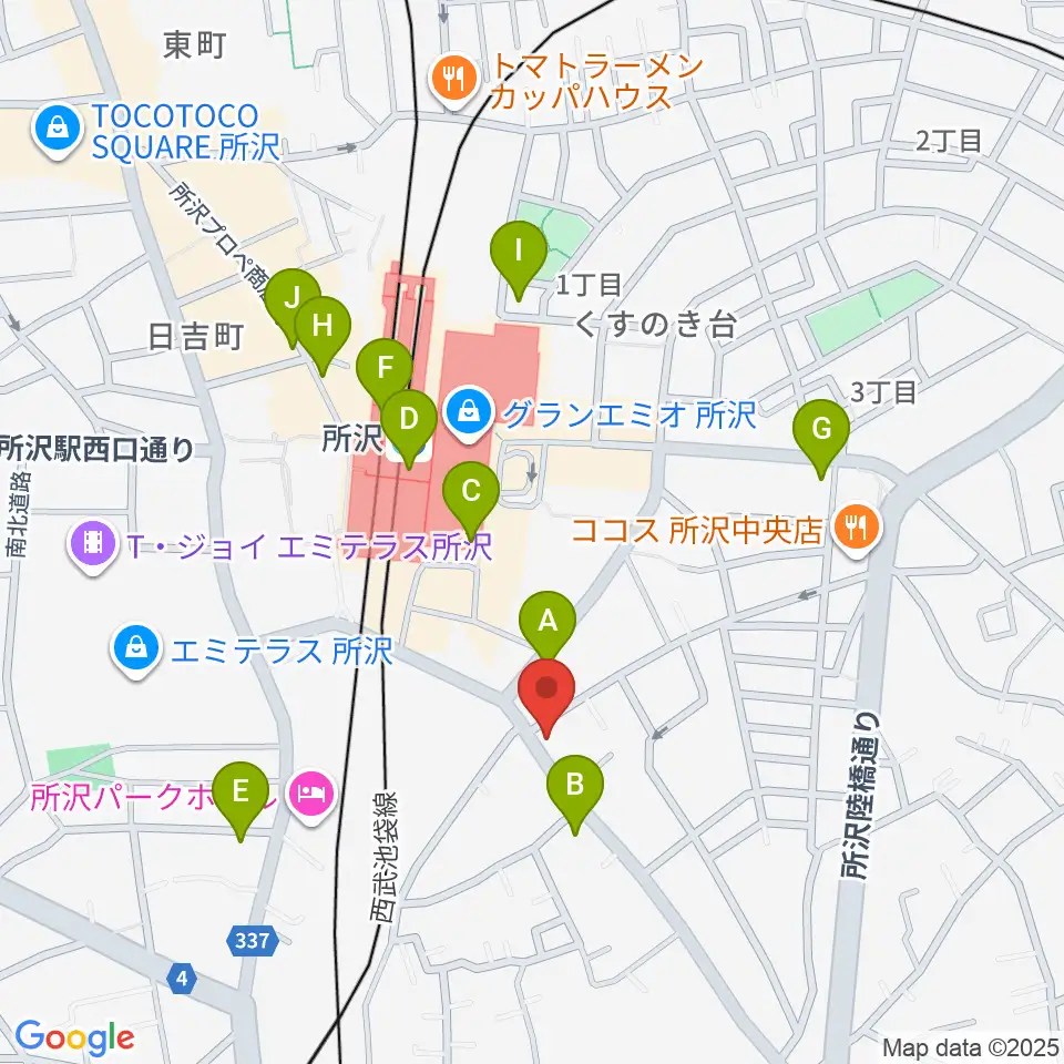 シアーミュージック 所沢校周辺のコンビニエンスストア一覧地図