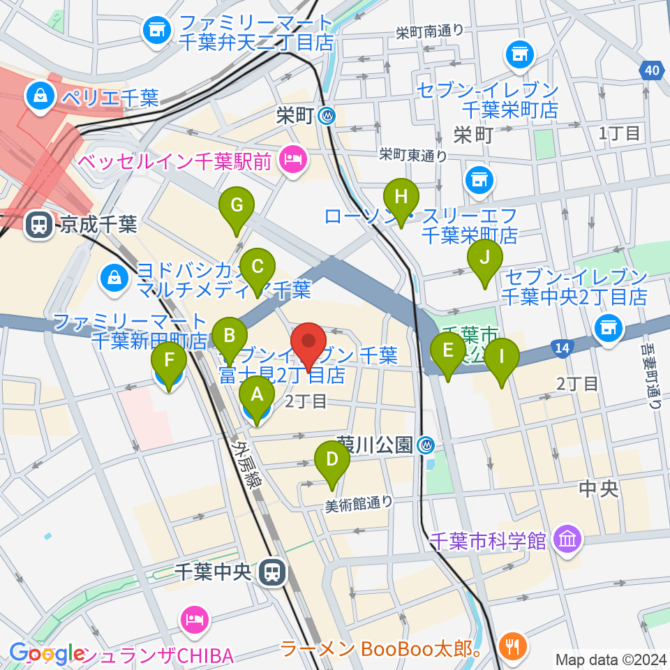 シアーミュージック 千葉校周辺のコンビニエンスストア一覧地図