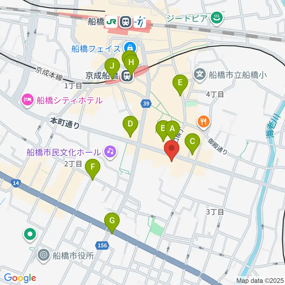 シアーミュージック 船橋校周辺のコンビニエンスストア一覧地図
