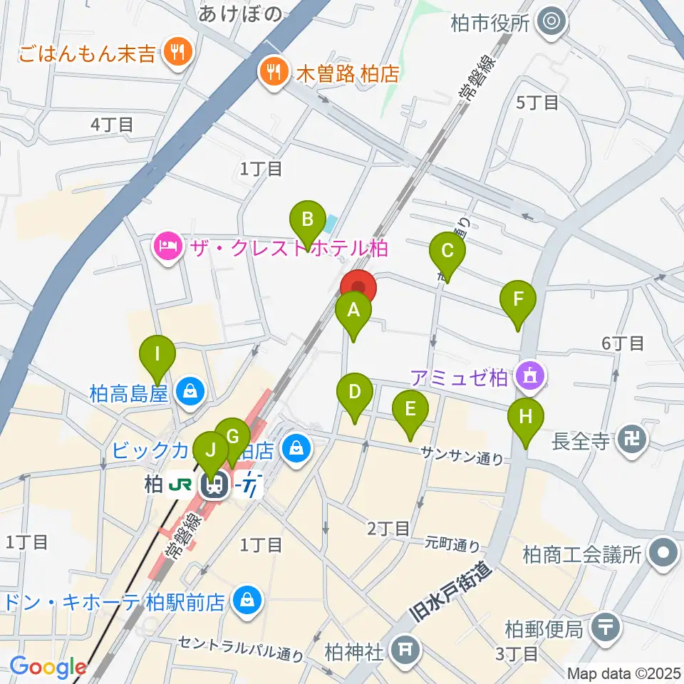 シアーミュージック 柏校周辺のコンビニエンスストア一覧地図