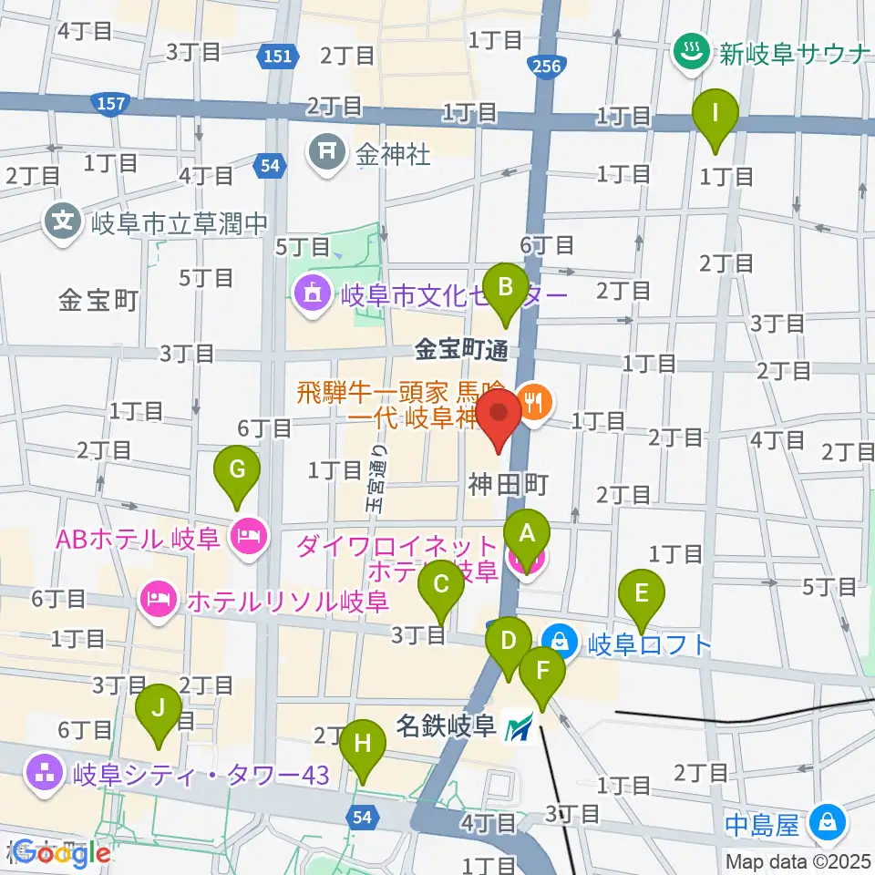 シアーミュージック 岐阜校周辺のコンビニエンスストア一覧地図