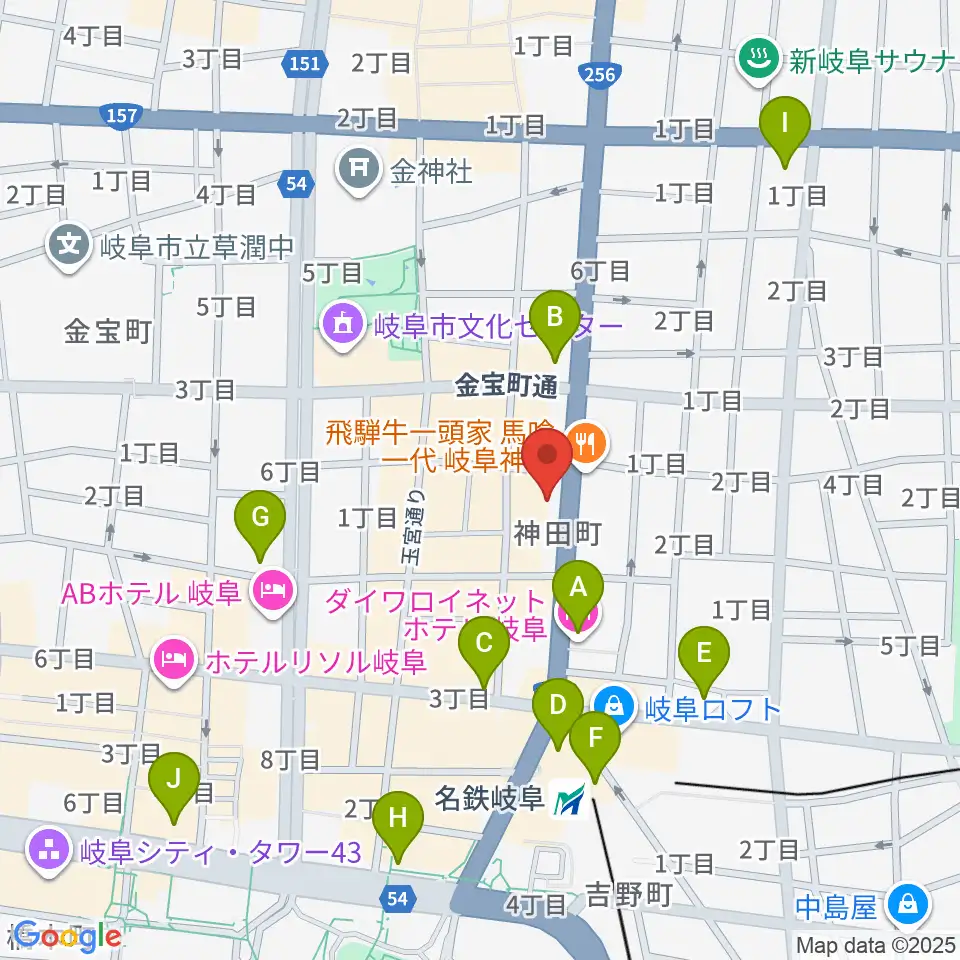 シアーミュージック 岐阜校周辺のコンビニエンスストア一覧地図