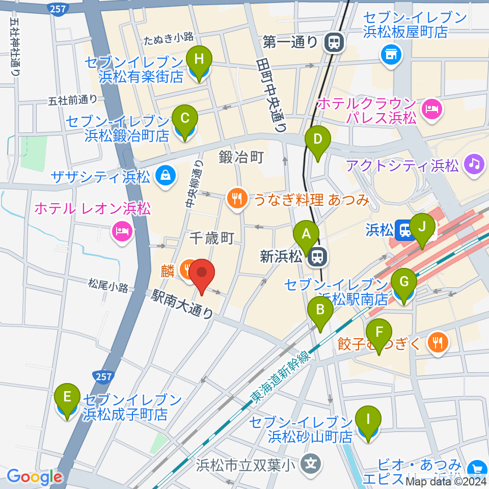 シアーミュージック 浜松校周辺のコンビニエンスストア一覧地図