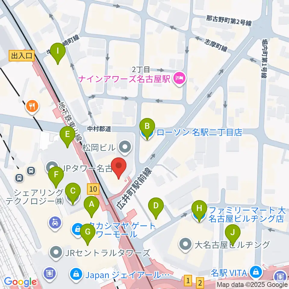 シアーミュージック名駅校周辺のコンビニエンスストア一覧地図