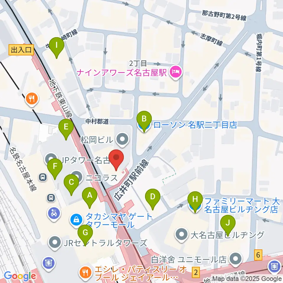 シアーミュージック名駅校周辺のコンビニエンスストア一覧地図