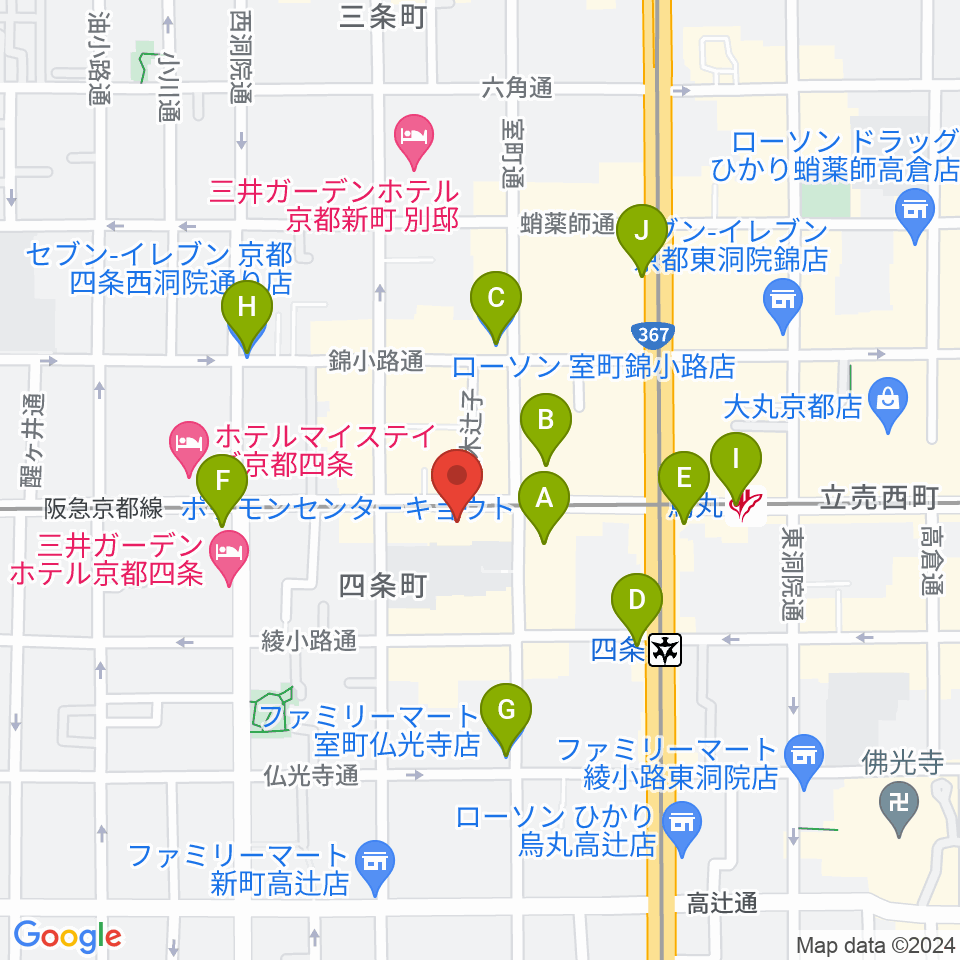 シアーミュージック京都校周辺のコンビニエンスストア一覧地図