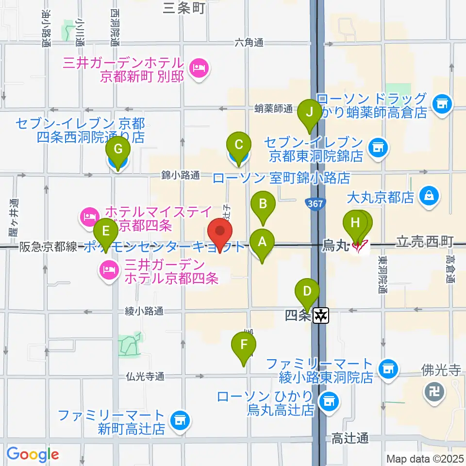 シアーミュージック京都校周辺のコンビニエンスストア一覧地図